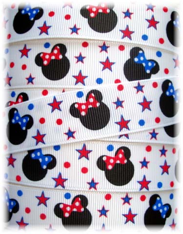 MICKEY MINNIE MOUSE HAIRBOW DOT 7/8" Grosgrain Ribbon 1,3,5,10 Yard SHIP FROM US 