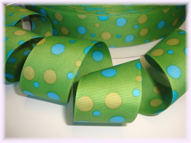 1.5 LIME YELLOW BLUE DOT - 5 YARDS