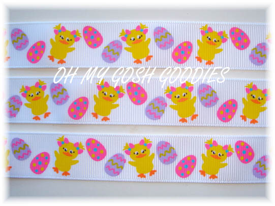7/8 * 25 YARD ROLL SALE * LUCKY DUCK EASTER RIBBON