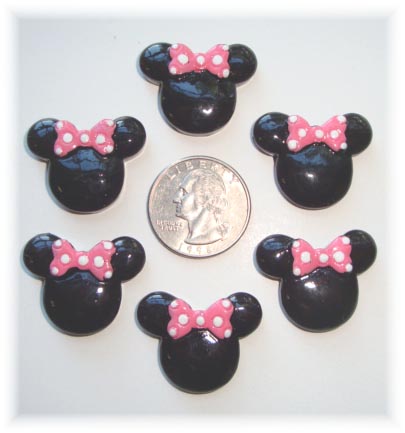 2PC MINNIE 2 PINK BOW RESIN