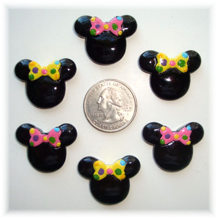 2PC MINNIE BIRTHDAY PARTY RESINS * PINK BOW ONLY *