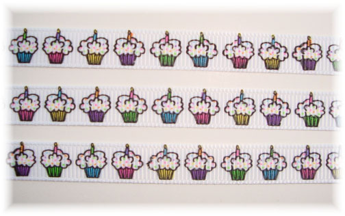 3/8 SALE HAPPY BIRTHDAY PARTY CUPCAKES - 100 YARD ROLL