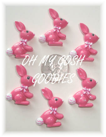 2PC EASTER PINK BUNNY RESINS