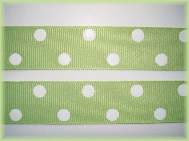 22 YARD ROLL SALE - 7/8 OFFRAY LIME JUICE CLASSIC POLKA DOTS