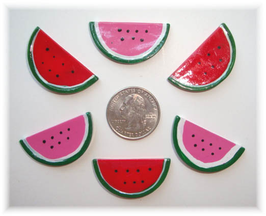 2PC WATERMELON TOO 2 SLICE PINK / RED RESINS