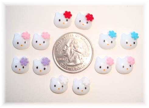 12PC * ITTY * BITTY KITTY WITH BOW RESIN EMBELLISHMENTS