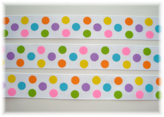 LAST ONE - 7/8 * TROPICAL * DOTS WHITE - 4 YARDS