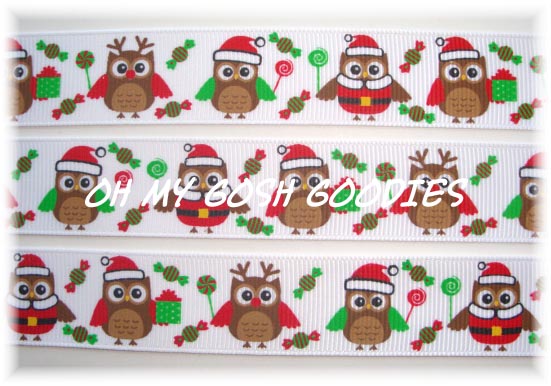 7/8 CHRISTMAS CANDY HOOTS - 5 YARDS