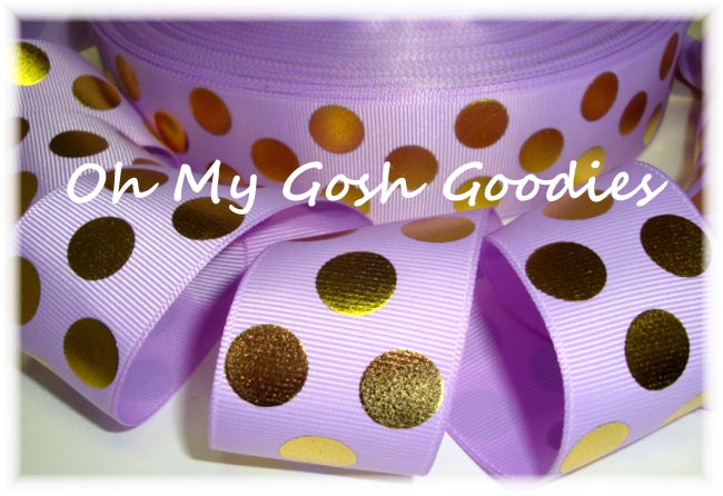 1.5  ORCHID GOLD METALLIC DOTS - 5 YARDS