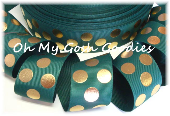 1.5 FOREST GOLD METALLIC DOTS - 5 YARDS
