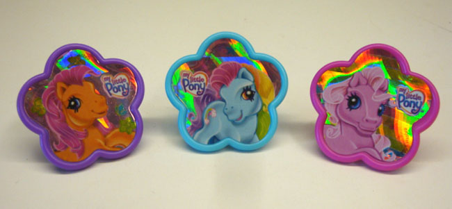 12PC LICENSED MY LITTLE PONY HOLOGRAM CUPCAKE RINGS FOR HAIRBOWS