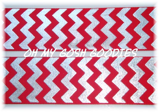 1.5 RED SILVER FOIL CHEVRON - 5 YARDS