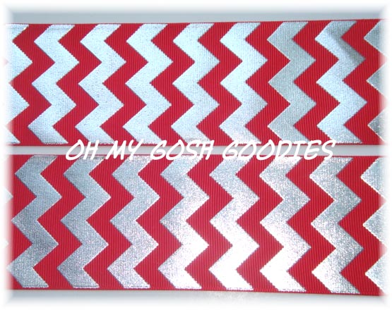 2 1/4 RED SILVER FOIL CHEVRON - 5 YARDS