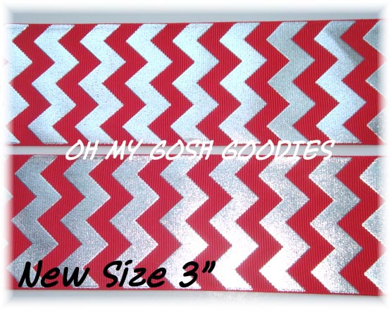 3" RED SILVER FOIL CHEVRON - 5 YARDS