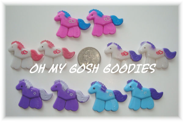 10PC PONY EMBELLISHMENTS - ASSORTED COLORS