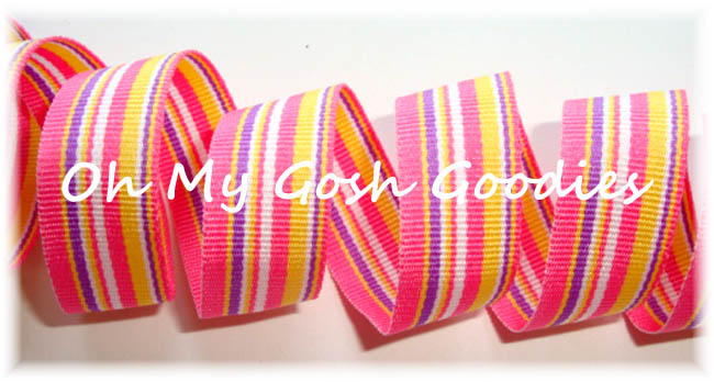 5/8 OOAK EASTER PARADE PINK YELLOW STRIPE - 8 1/2 REMNANT YARDS