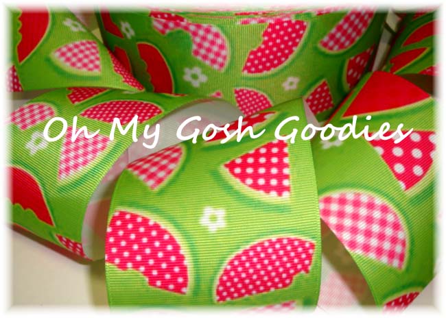 3" GINGHAM & DOT LIME WATERMELONS - 5 YARDS