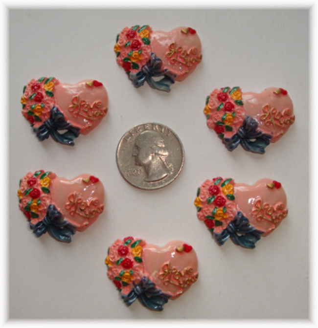 2PC OOAK FLORAL WHIMSICAL HEART RESINS