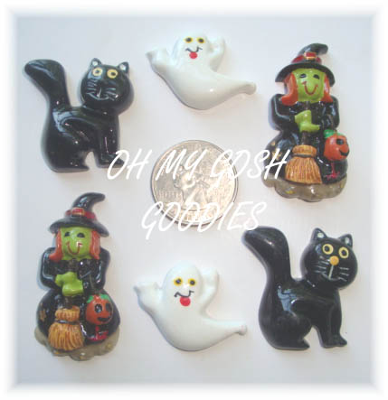 3PC WITCHES CATS & GHOSTS RESINS