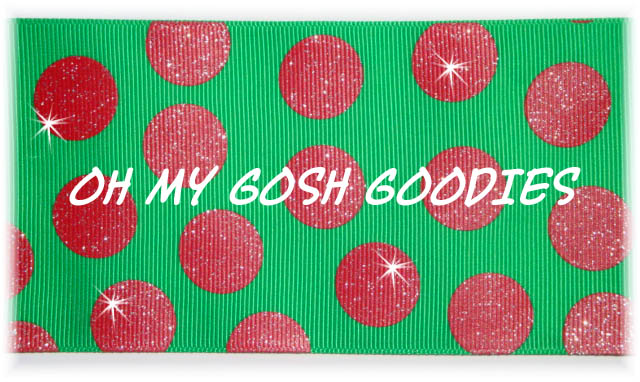 3" GLITTER CHEER DOTS GREEN RED - 5 YARDS