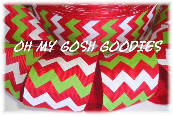 2 1/4 * RED * LIME WHITE CHEVRON - 5 YARDS