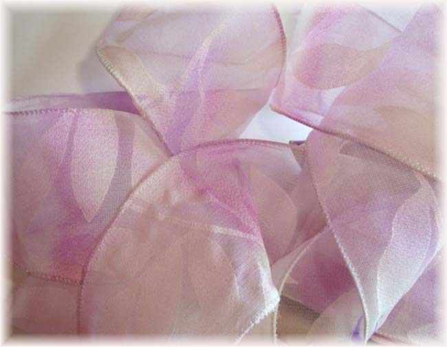 2 1/2" SALE WIRED ORCHID FLORAL LEAVES - 5 YARDS