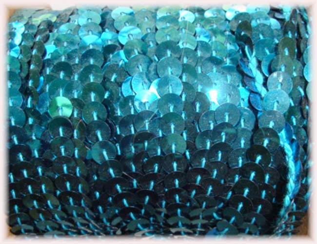 TEAL SINGLE SEQUIN STRAND 1/4" - 10 YARDS
