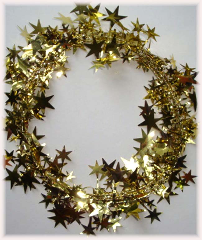 GOLD WIRED DELUXE STAR GARLAND - 9 FEET
