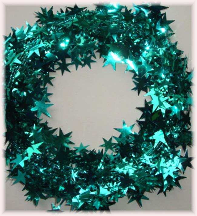 TEAL JADE WIRED DELUXE STAR GARLAND - 25 FEET