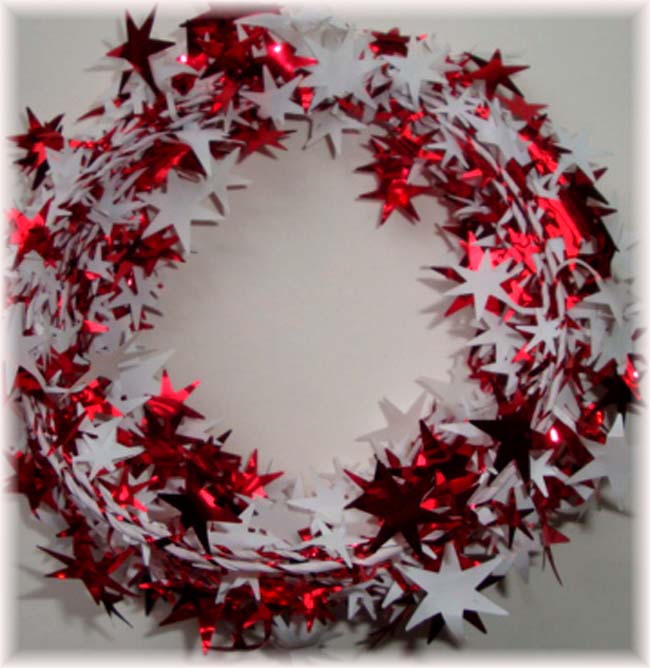 RED & WHITE WIRED DELUXE STAR GARLAND - 25 FEET