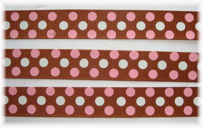 5/8 BROWN PINK CONFETTI DOTS - 3 YARDS