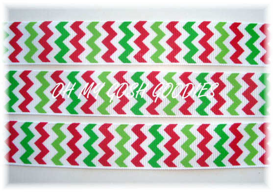 7/8 * SALE * CHEVRON  WHITE RED LIME GREEN - 5 YARDS