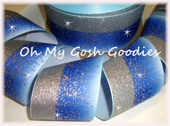 3" * DOUBLE * FROSTED GLITTER ROYAL OMBRE CHEER - 5 YARDS