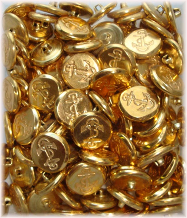 78PC BULK LOT GOLD NAUTICAL ANCHOR BUTTONS w/SHANK