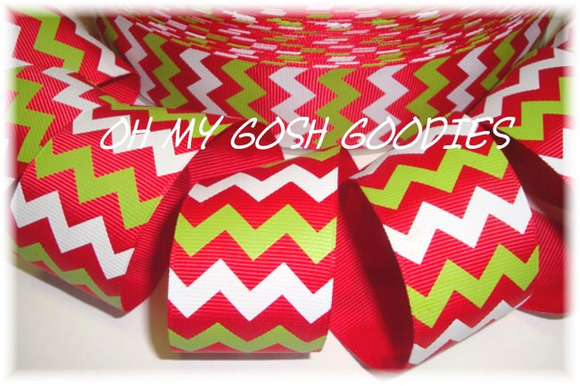 1.5 * RED * LIME WHITE CHEVRON - 5 YARDS