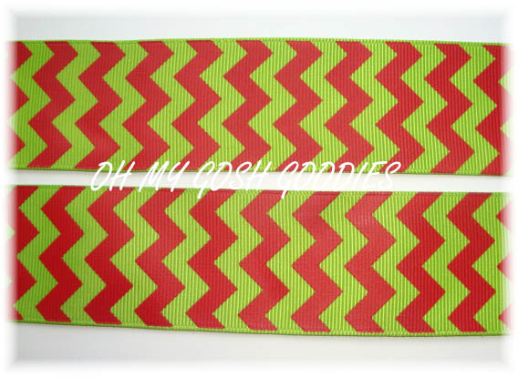 1.5 HOLIDAY * LIME * RED CHEVRON STRIPE - 5 YARDS