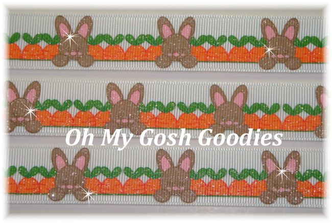 7/8 CARROT PATCH GLITTER EASTER BUNNIES - 5 YARDS