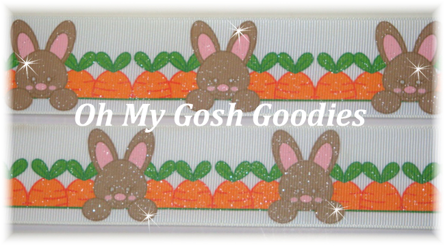 1.5 CARROT PATCH GLITTER EASTER BUNNIES - 5 YARDS