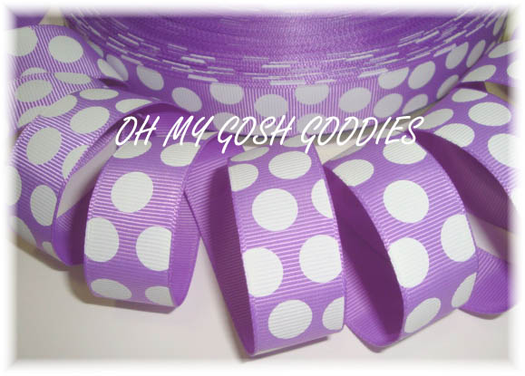 7/8 ORCHID WHITE JUMBO DOTS - 5 YARDS
