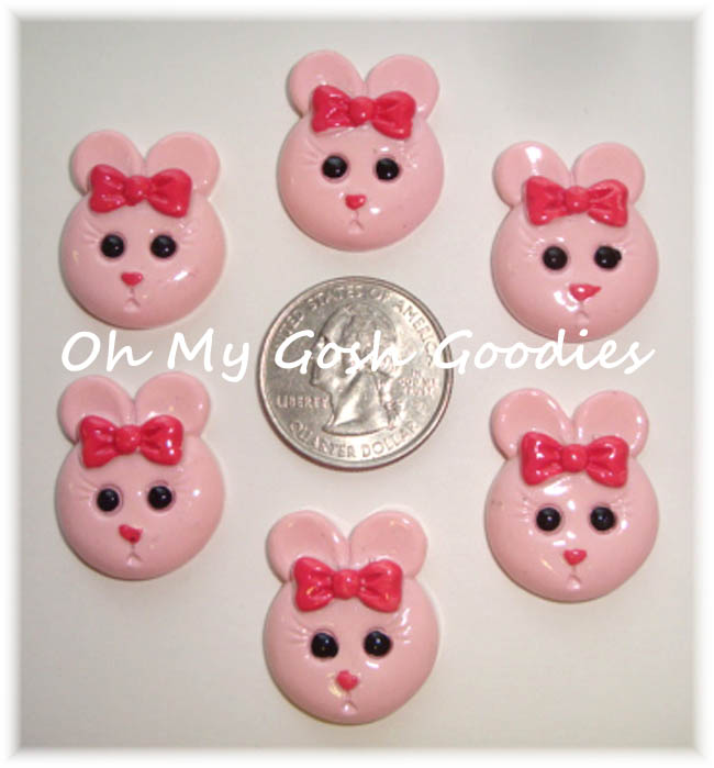 2PC EASTER PINK BOW BUNNY RESINS
