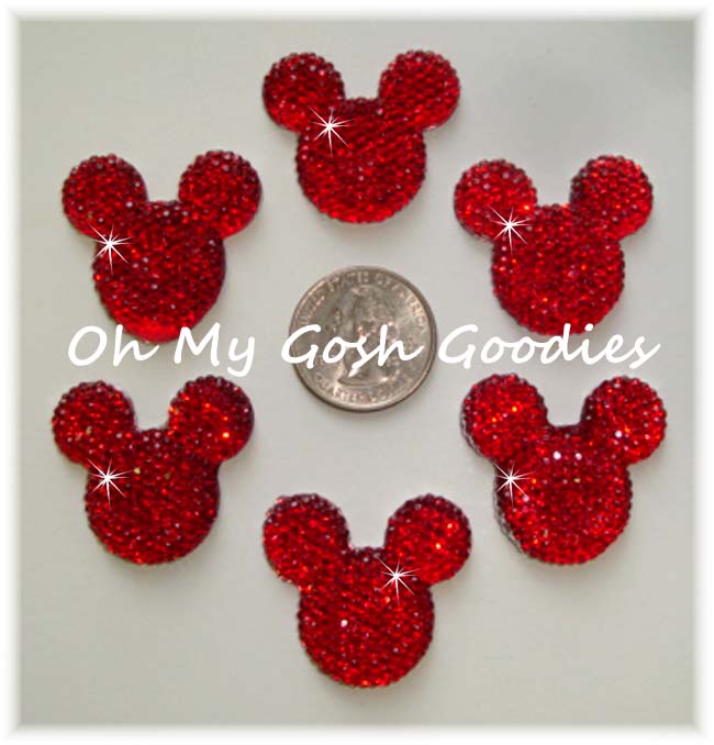 2PC MOUSE HEAD BLING RED RESINS