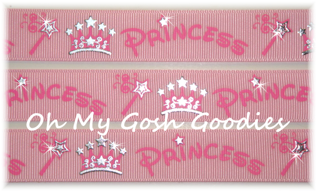 7/8 One of a Kind - PRINCESS SPARKLE CROWNS PINK - 7 1/2 Yards