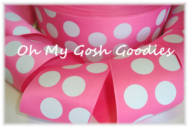 2 1/4 OOAK HOT PINK WHITE JUMBO DOTS - 6 REMNANT YARDS