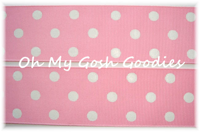 1.5 OOAK  OFFRAY PINK WHITE POLKA DOTS  -  7 1/2 REMNANT YARDS