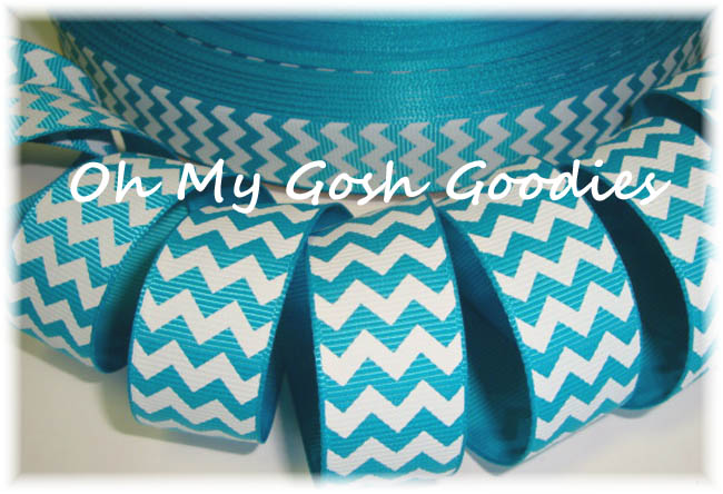 7/8 LAST ONE  - TEAL JADE  WHITE CHEVRON  - 18 REMNANT YARDS