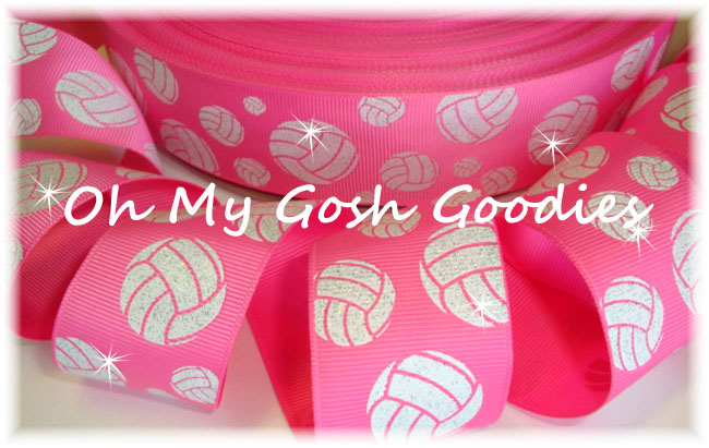 2 1/4 GLITTER VOLLEYBALL BLING PINK - 5  YARDS