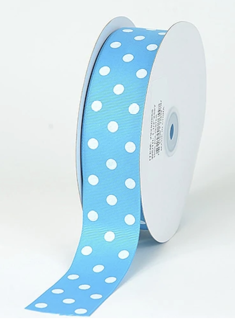 1.5 CLASSIC TURQUOISE WHITE POLKA DOTS - 5 YARDS