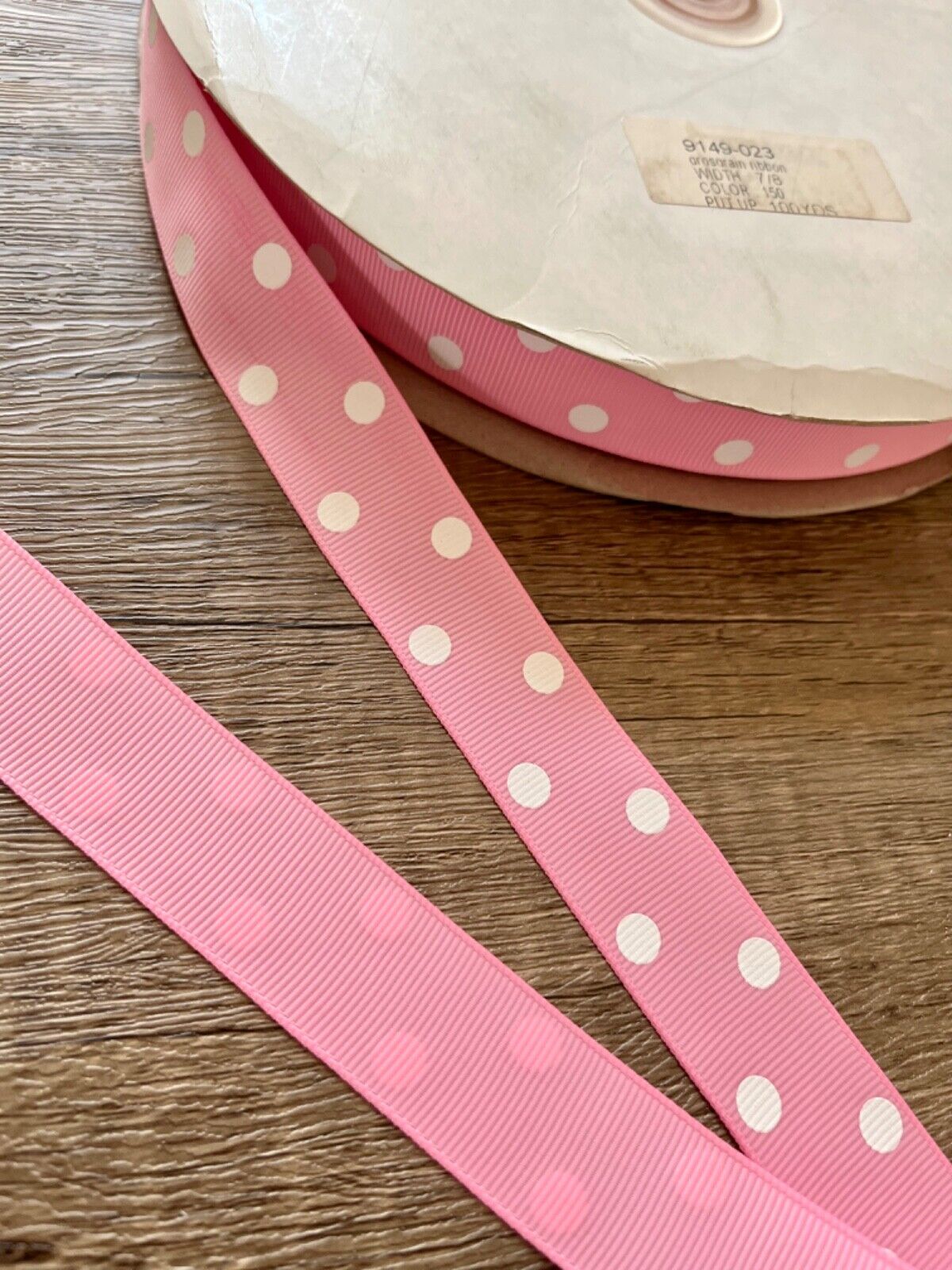 7/8 PINK WHITE CLASSIC DOTS - 5 YARDS