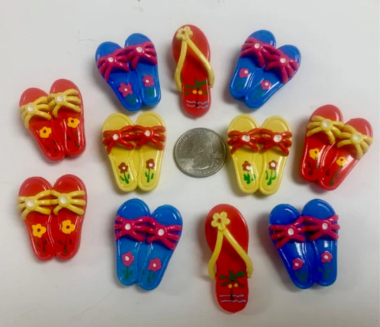 11PC One of a Kind Lot Plastic SANDAL EMBELLISHMENTS for Hairbows