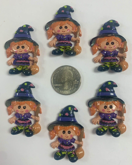 2PC LIL MONSTER WITCHY WITCH HALLOWEEN RESINS
